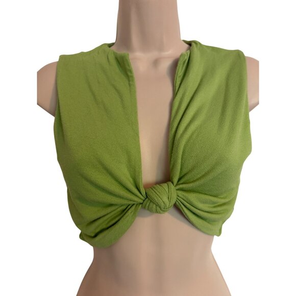 N By Naked Wardrobe SIze 1/ XS Shirred Knot Kiwi Crop Tank Soft Stretchy NWT $35 - Picture 8 of 9